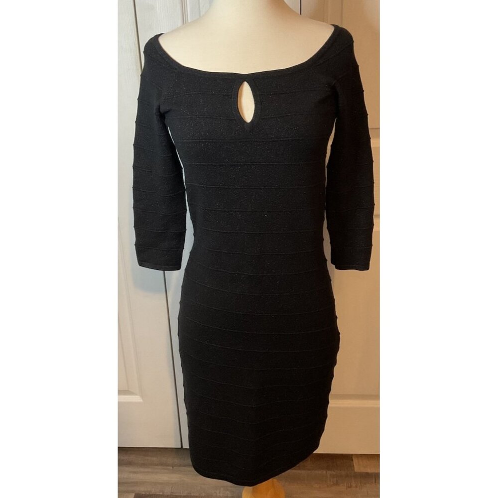 Express Black Metallic Cocktail Party‎ Sweater Dress Knee Length Size Medium